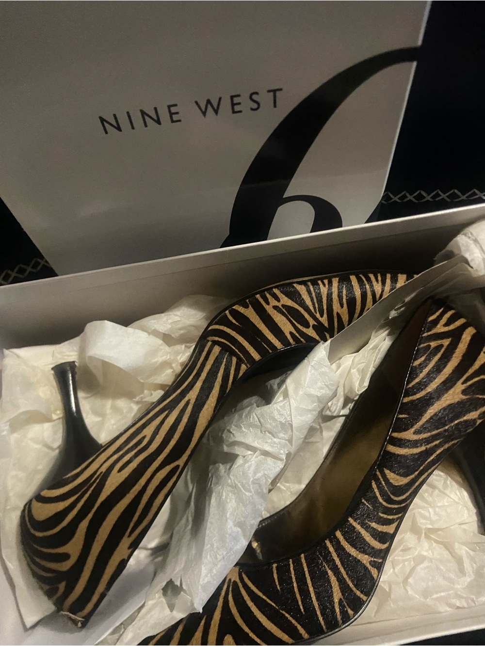 Nine West Black and Tan Zebra-Print Pumps